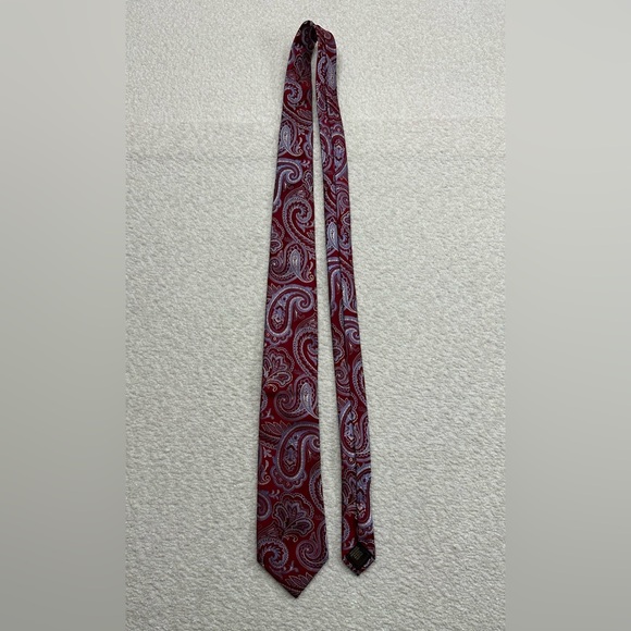 Tasso Elba Men’s Necktie 100% Silk Red Paisley Print - Picture 4 of 9